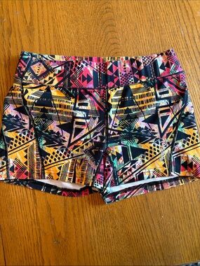 (5/$20) Reebok Multicolor Geometric Print Bike Shorts